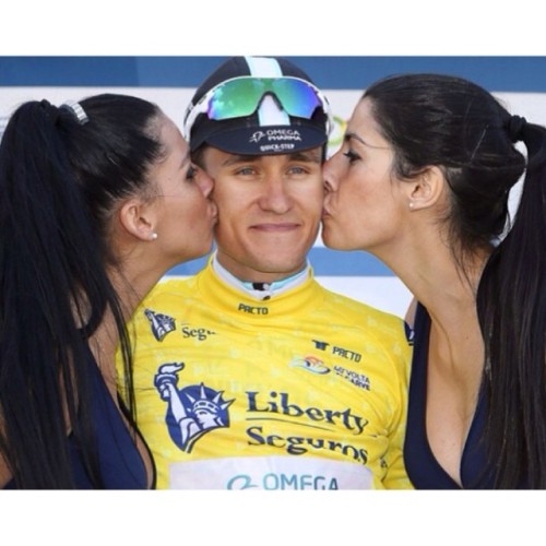 tilltherimsglow:  socialpeloton:  #OPQS Michał Kwiatkowski wins the 2014 #voltaalgarve . Cavendish t