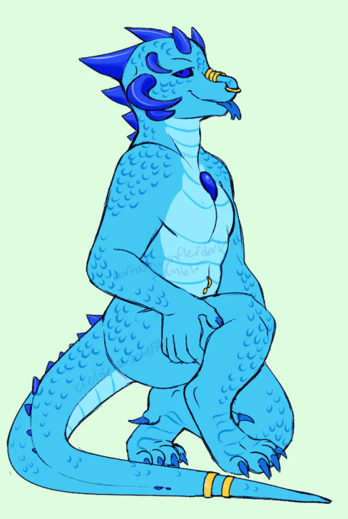 there was a suggestion for argonians so i thought i might give a Lapis version a shot - it’s hard to translate her hairstyle in spines…[open for commissions!!]