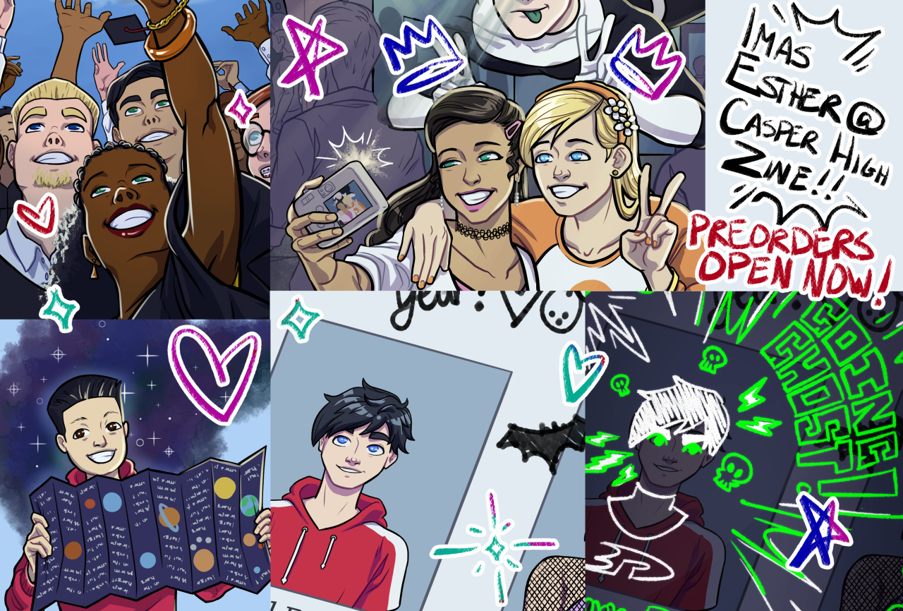 Hey, here’s a preview of most of my work on the Casper High zine! I went overboard and made 4 separate phone wallpapers, and worked on a few pages!! If you wanna see the full versions of these, be sure to check out the deets at @casperhighzine 