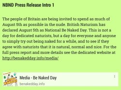 National Be Naked Day - Introduction to the 1st Press Release - https://t.co/0y3IcBkTpF #BeNakedDay #clothesfree #nothingsbetter https://t.co/kaaJqk6VRv