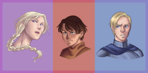 polypam:Dany, Arya, and Brienne doodles.