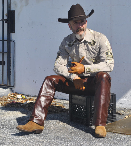 November 28, 2013.  Leather Cowboy Series.  Custom leather pants by Jason Pelky of Leatherwerks, Ft.