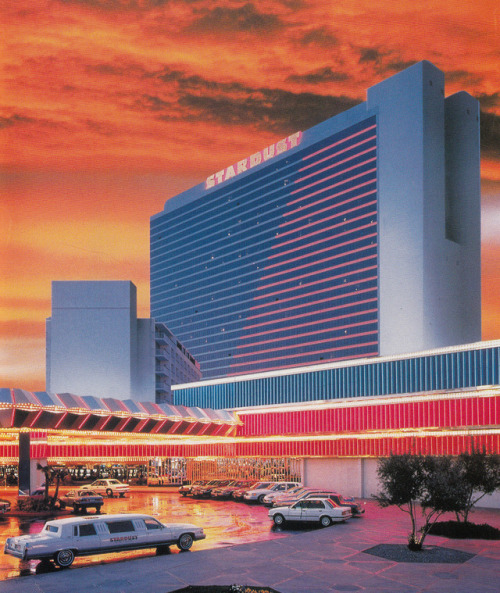 vintagelasvegas:Stardust, 1991. Rendering of the high rise tower, completed in 1991, designed (possi