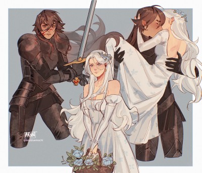 bbybluemochi:drawing the lesbian fairytale of my dreams &lt;3