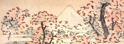 nihon-bijutsu:Mount Fuji seen through cherry blossom, Katsushika Hokusai