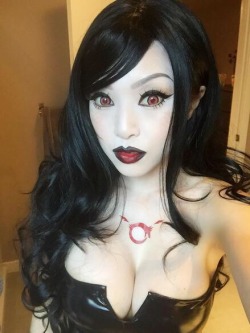 asianten:  Vampy looks so freaky here but then you look at them boobies and just drool away a river 😍😘 -Jessika