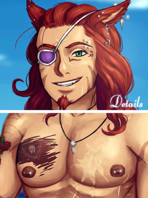 Thirsty summer part 2. This was for an art trade event on an FF14 discord. This guy belongs to a pla