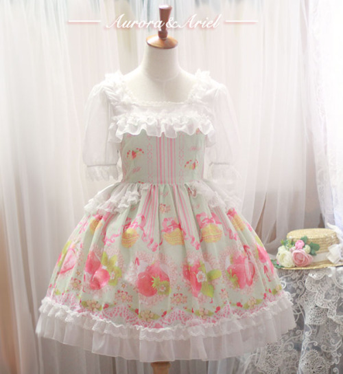 truth2teatold:Aurora and Ariel Strawberry series one piece dress and jumperskirt preview 