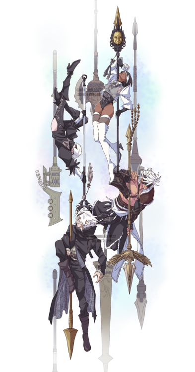  I wanted to draw @/jy00ae’s (on twitter) 9S + 2B design and ended up adding the rest from the