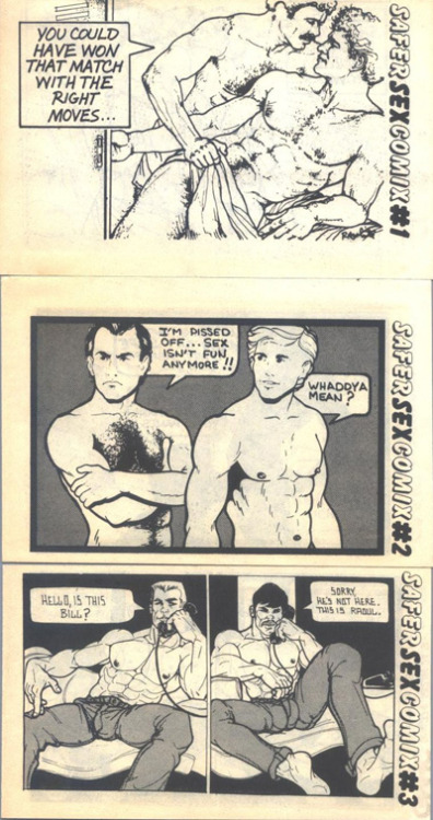 Covers from the Gay Men’s Health Crisis’ controversial series of comics published in the