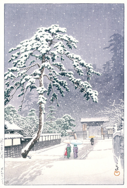 nobrashfestivity:Hasui Kawase, The Temple Honmonji, Ikegami, 1931Color woodblock printmore