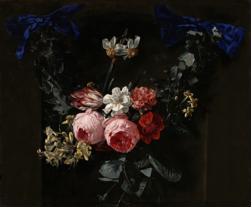 notyourbirthdayanymore:A Garland of Pink Roses - Daniel Seghers, (Flemish, 1590-1661),