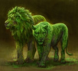 tamberella:  Mossy lions! :)