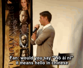 stayclassysupernatural:Fan tricks Jensen Ackles into saying I love you
