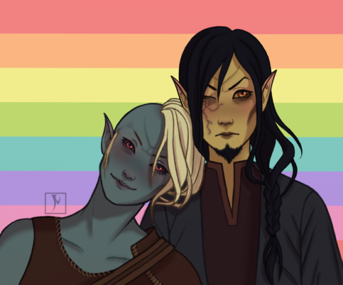 rozenkrojc:HAPPY PRIDE MONTH! ❤️have some gay elves. those nerds are Llerin Wind-Singer the happy-go