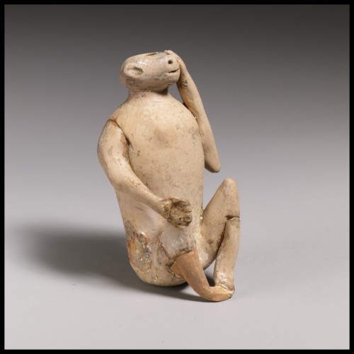 Vase in the form of an ape. Greek or Etruscan. 4th c. B.C.; terracotta. The Metropolitan Museum of A