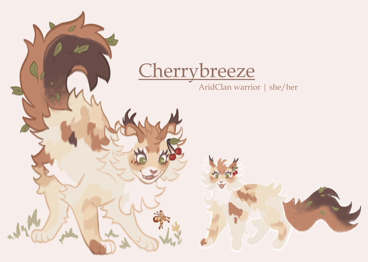 corvidsong:
“character i made for my wife as part of a design trade!! they gave me the name cherrybreeze with no other info and i had to make a cat based around it