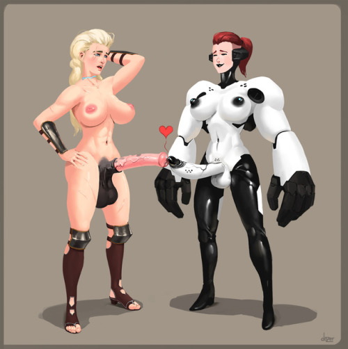r4drawings:  artbydozer:I drew Orphelia and Hand Cannon smooching wieners. Characters belong to the amazing r4drawings! holy hecks! this is AWESOME! :D gosh you made them both look so beautiful!