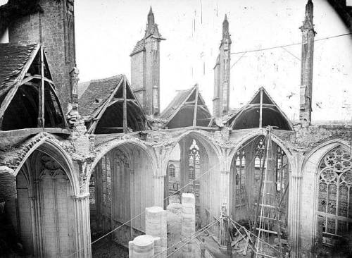 Sées Cathedral (est. 1210) during restoration works in 1878, Sées.&gt; Photo: Séraphin-Médéric Mieus