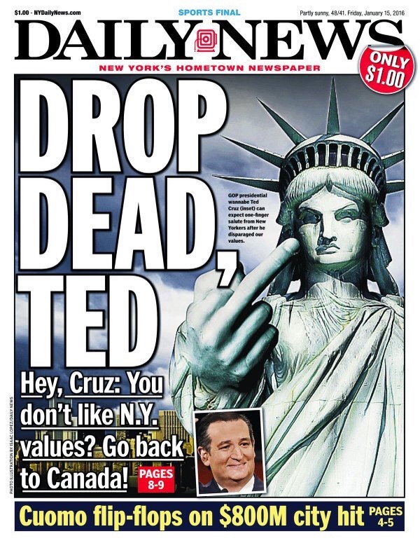 So, the Daily News was not about Ted Cruz’s “New York values” comment at the debate last night. What was inside the paper was just as scathing as the cover.