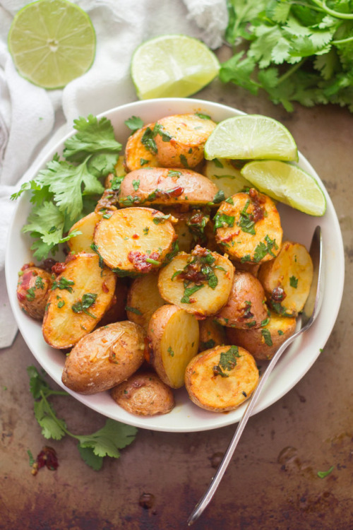 Crispy Roasted New Potatoes Are Tossed In Smoky Chipotle Lime Sauce And Dressed With Fresh Cilantro To