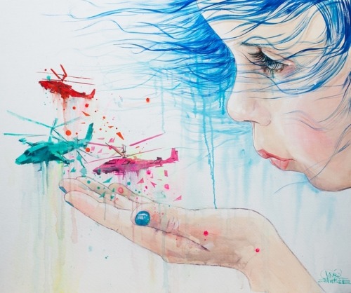 crossconnectmag:    Grunge Art by Lora Zombie  Born in a small town in Russia, in 1990,   Lora Zombie   (previously)       was set on becoming an artist a very early age. The self-taught painter first gained recognition in the late 2000s as her work
