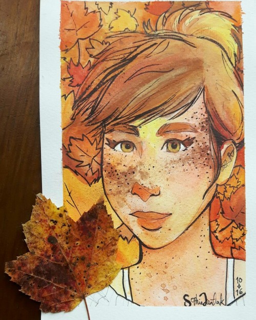 “Beware the autumn people” Ray Bradbury Portraits based on leaves… many more to c