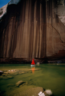 natgeofound:  Iron and manganese seepage creates streaks on a sandstone wall on Lake Powell in Utah, July 1967.Photograph by Walter Meayers Edwards, National Geographic 