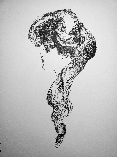 :Gibson girl study [2013]: pen and ink.