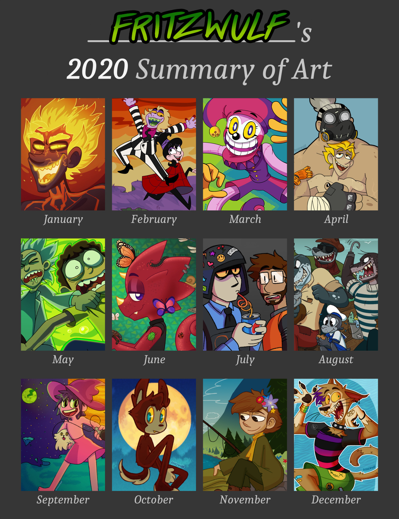 My 2020 Summary Of Art!! ✨ I was a lot more active than I expected, which is a relief.  Happy New Year! ?