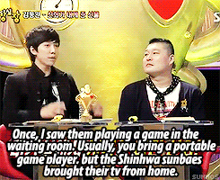 sunhos:The textbook example of being Shinhwa:1. Bring your tv and game console.2. Set it up in the s