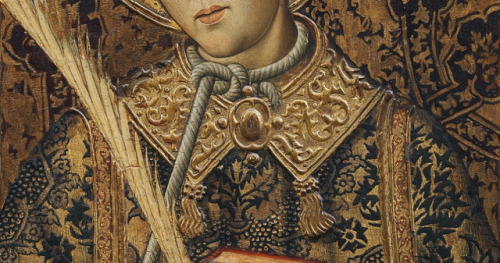 Tomás Giner - St. Vincent, Deacon and Martyr, with a Donor (c. 1462). Detail.