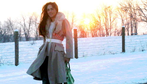 Snow Day Sunset Coat by Page- vintage Sweater by Zara Jeans by Seven Jeans Boots by Steve Madden Pur