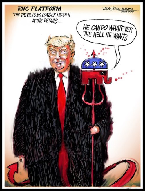 ‘Trump can do whatever the hell he wants’ - RNC PlatformCartoon by J.D. Crowe“This is an opinion car