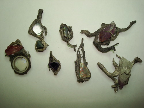 bug-makes-art: More Pendants! First made with organic materials and wax, then cast into silver. Stil