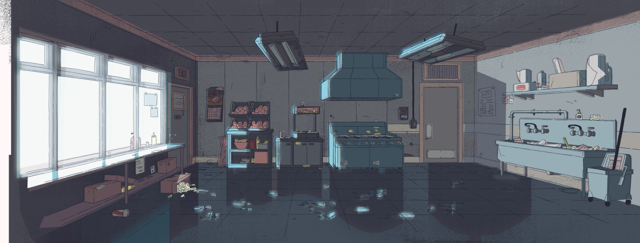 A selection of Backgrounds from the Steven Universe episode: “Frybo” Art Direction: