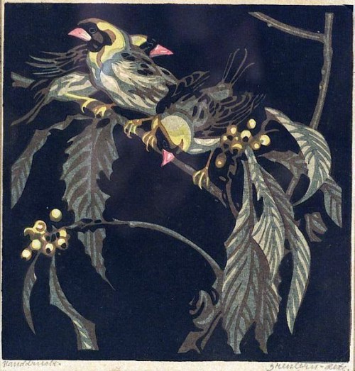 art-and-things-of-beauty:  Coloured Linocuts of Birds by Norbertine Bresslern-Roth (Austrian, 1891-1978). 