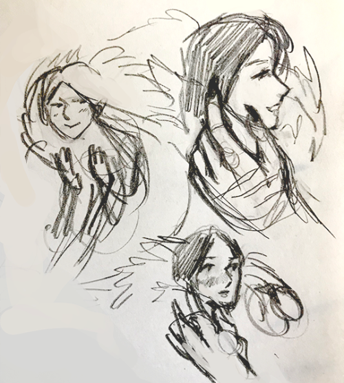Orc courting Farm Girl from my (very sketchy) sketchbook, because people were sweet and kept asking 