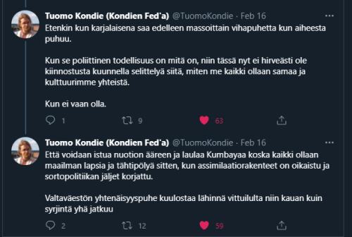 Tweets by Kondien Fed’a, karelian activist, linquistic and chairman of KNSWhen talking about Kaleval