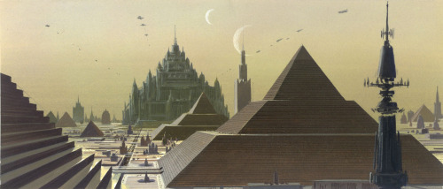 starwars:
“ McQuarrie Monday - We’re loving the juxtoposition of super-futuristic city and primitive pyramids in this McQuarrie scene.
”