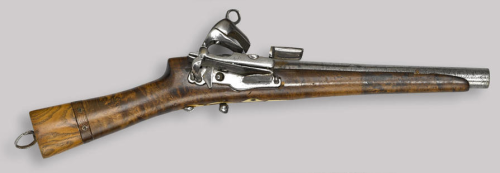 Miquelet musket cut down into a pistol, originates from the Caucuses, early 19th century.