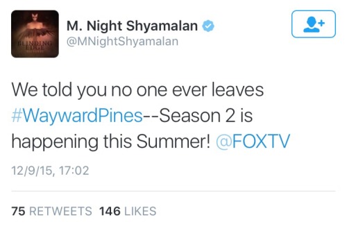 So M. Night Shyamalan tweeted this two days ago. I know he was just promoting season 2… But a part o