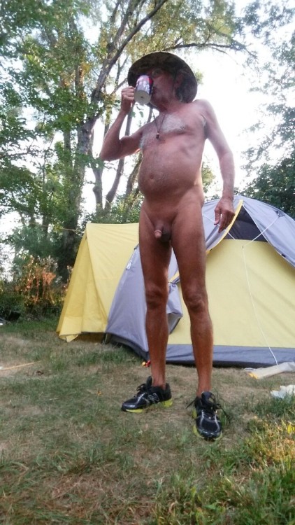 730 am naked in back yard with coffee