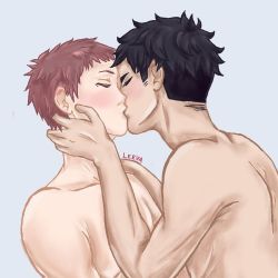 theleeizumi:  Trying a new drawing program actually translates to “draw smooching shirtless MatsuHanas.” I can’t be stopped. Someone help please. (I really wanted to just give the brushes a try, I swear… and then Mattsun’s undercut… and then