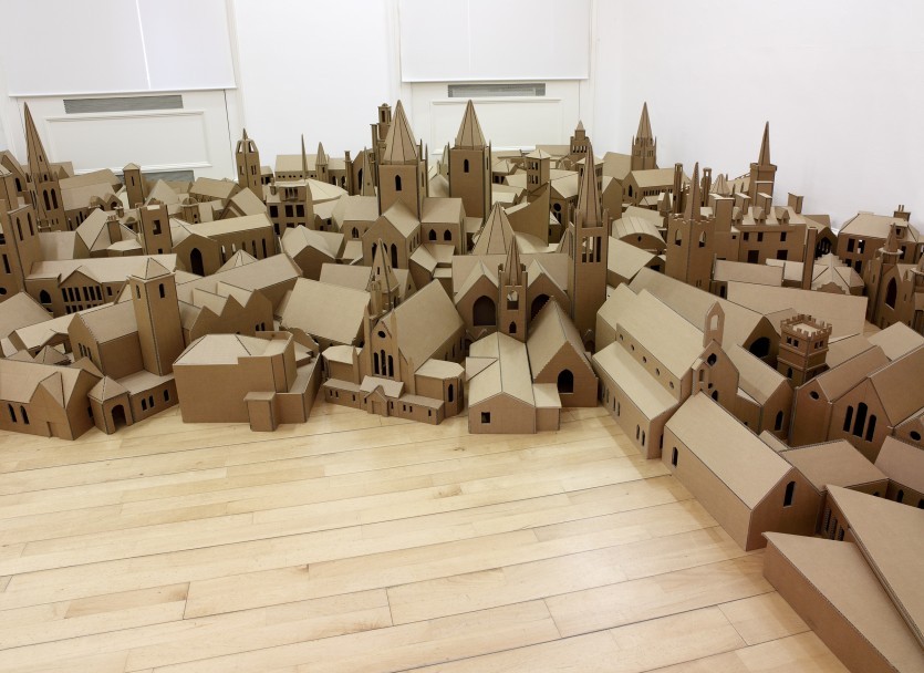 magpiemouse:
“ Nathan Coley
The Lamp of Sacrifice, 286 Places of Worship, Edinburgh 2004  Production of 286 cardboard models of every ‘Place of Worship’ listed in the Edinburgh yellow pages. ”