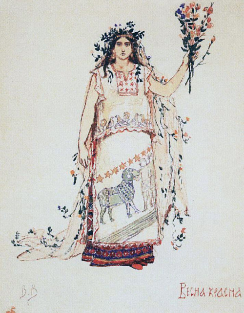 jeannepompadour:Slavic mythology figures; Vesna Krasna. Kupava and Vesna by Viktor Vasnetsov, 1880s
