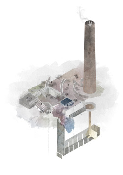 drawingarchitecture:  ‘The Anamnesis of Being | Axonometric of Mortuary Bathhouse’ Barbara bk Chung   