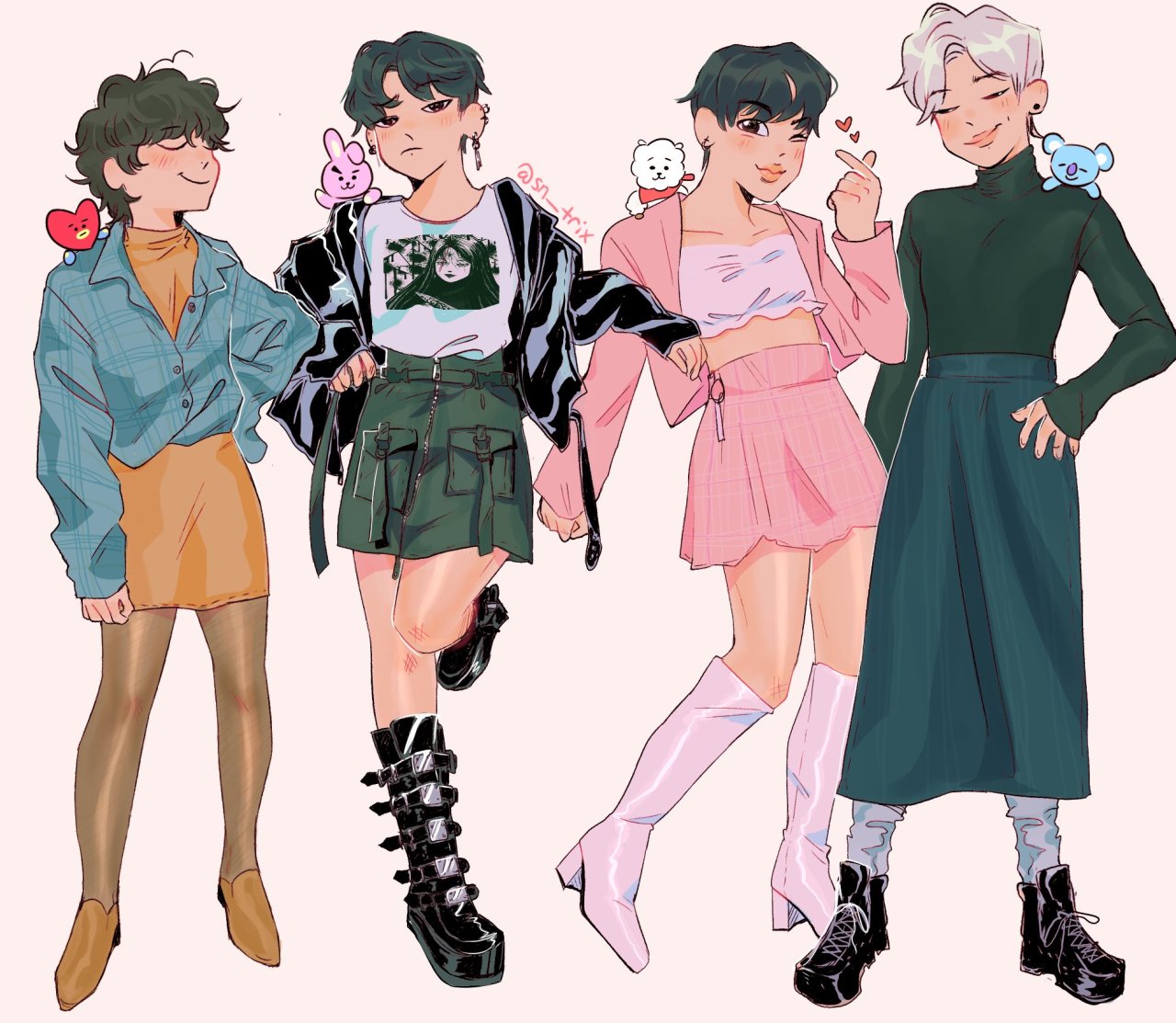 Bts Fanarts — I'm drawing my boys in skirts AND NOBODY CAN STOP