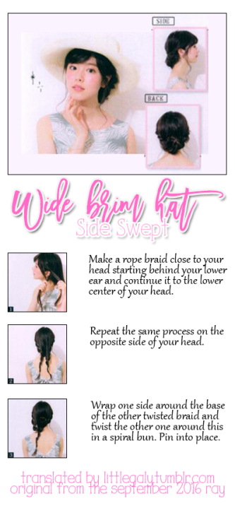 Wide Brim Hat Side Swept Hair tutorial from the September 2016 issue of Ray.