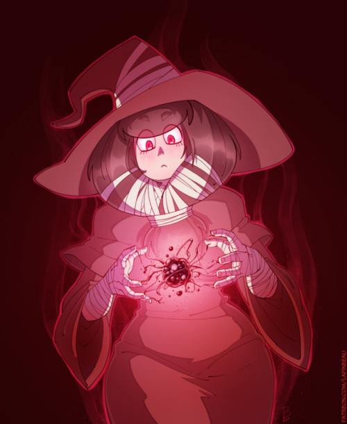 vertigheist: nuttyjester: A day late, but a birthday gift for @vertigheist, of his blood witch, Scarly! that blood effect looks really neat~ thanks dude! 